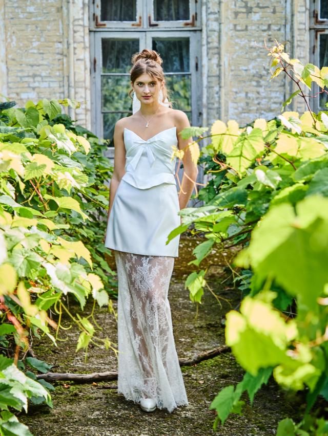 Offwhite sheer lace skirt